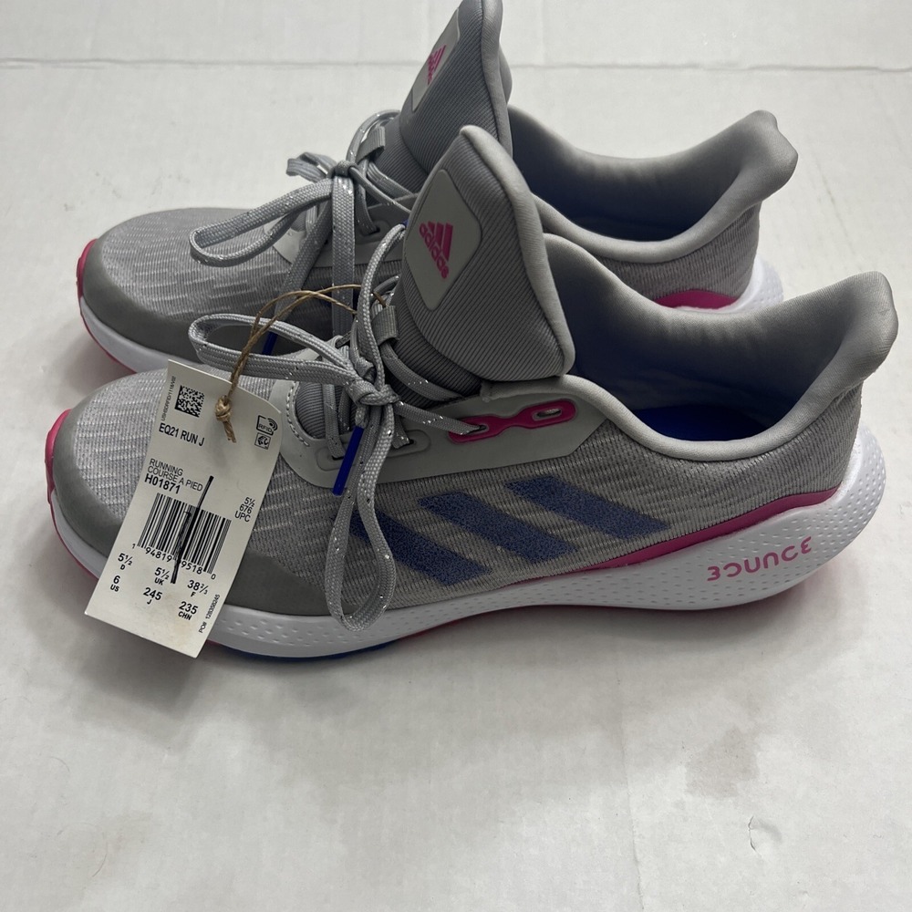 NEW Adidas Big Girls Sneakers Size 6‎ Gray Pink Blue Lightweight & Comfortable
